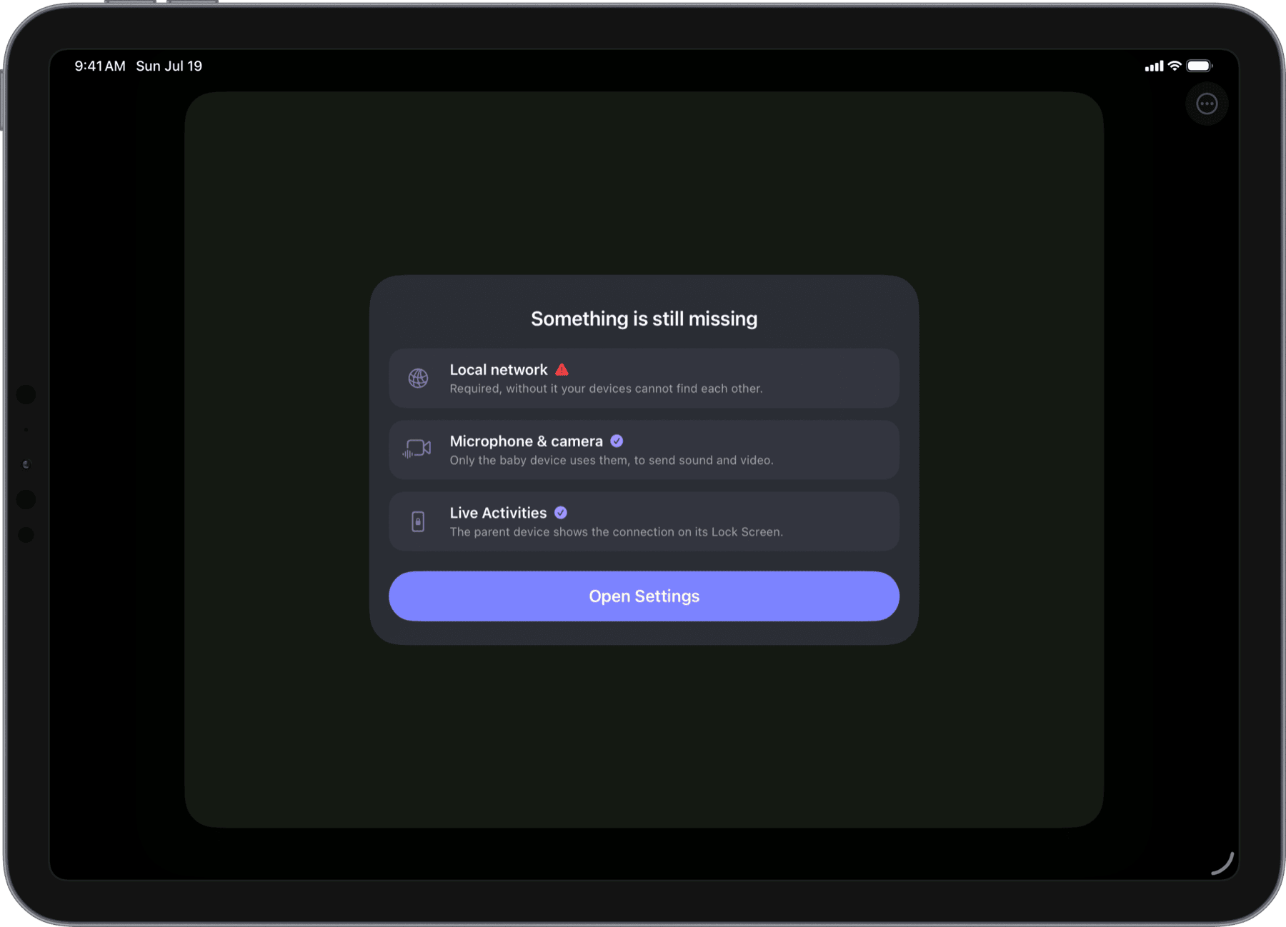 Microphone and camera permission check (iPad)