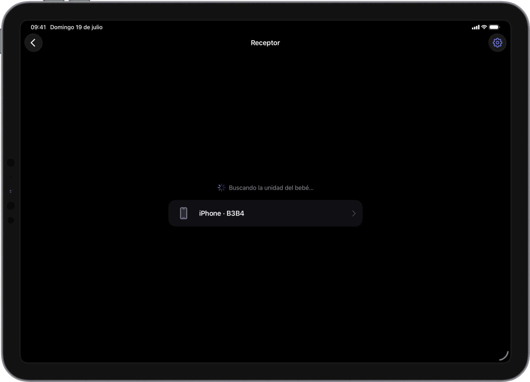 Los dispositivos se encuentran antes del emparejamiento (iPad)