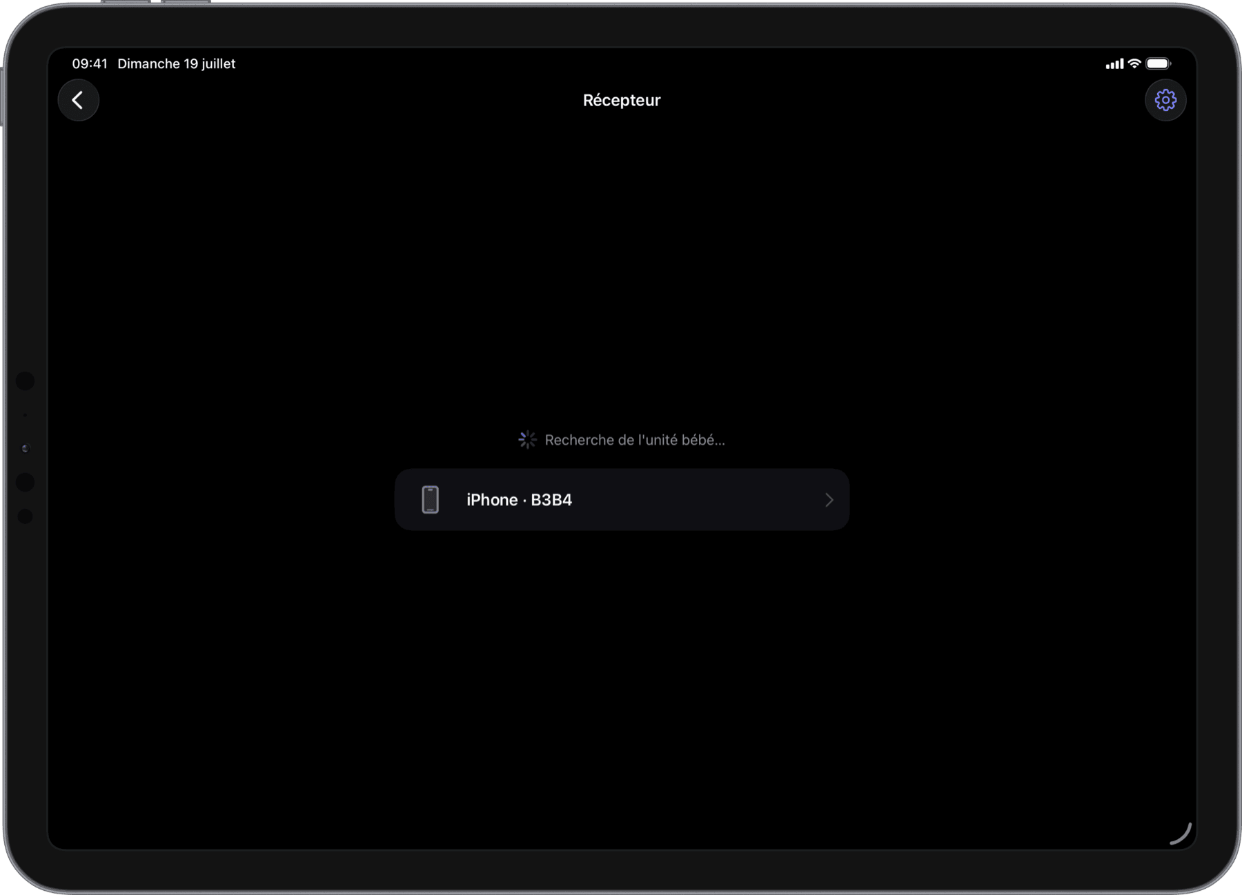 Les appareils se trouvent avant l'appairage (iPad)