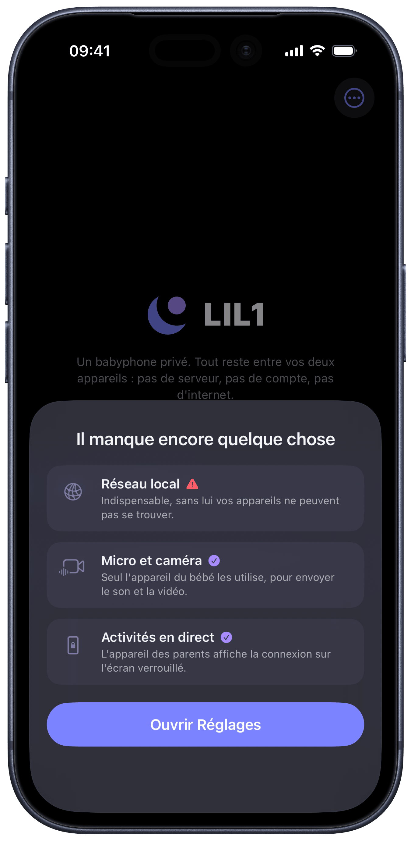 Vérification des autorisations micro et caméra (iPhone)